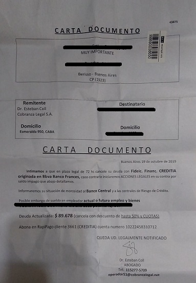 Alertan por estafa mediante falsa carta documento